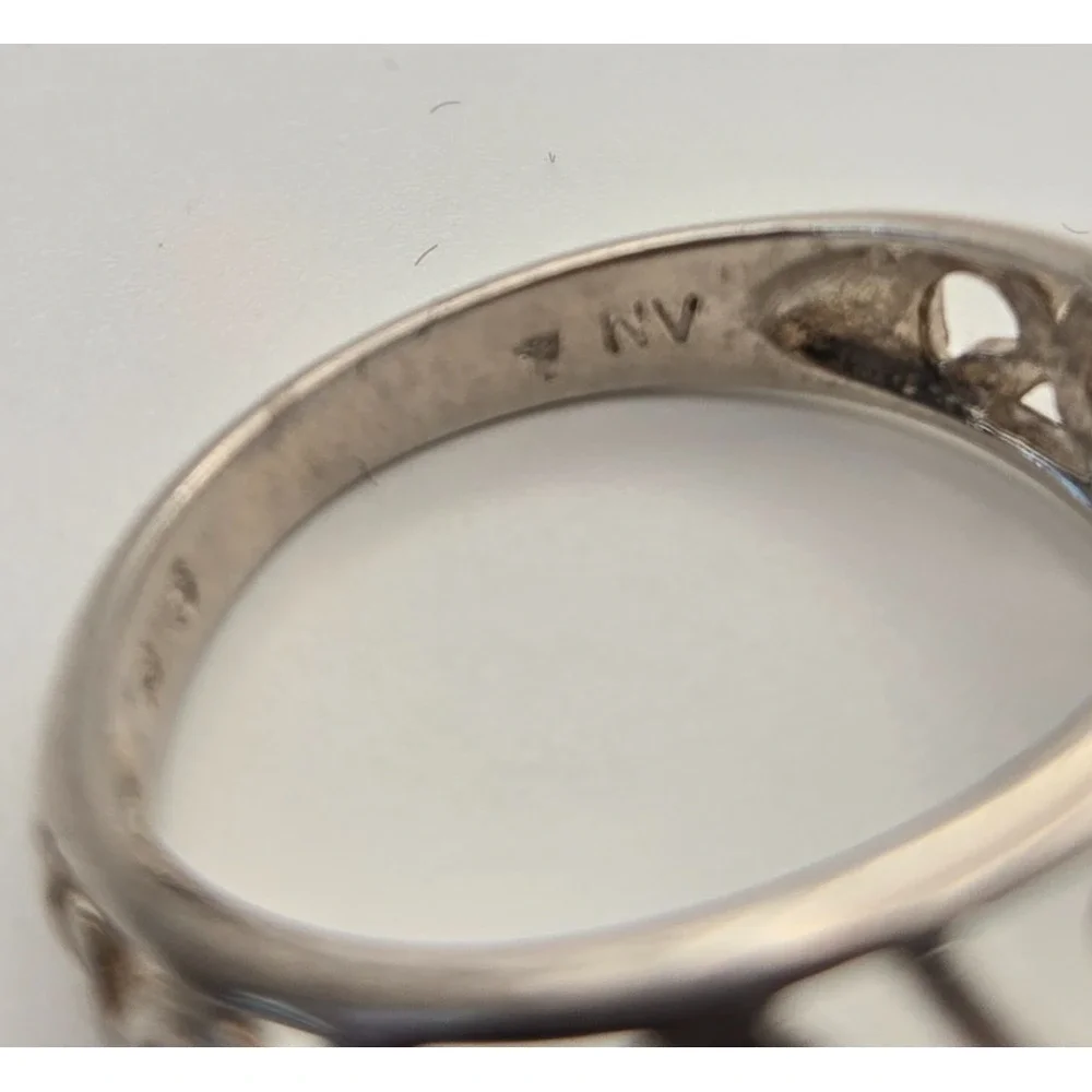 Sterling Silver 925 Filigree Scroll Band Ring Sz 7.25 Romantic Boho Minimalist